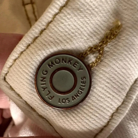 Flying Monkey White Distressed Jeans w/ Tan Stitching - Picture 11 of 16